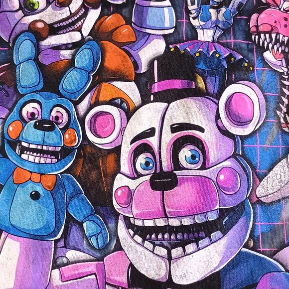 Five Nights at Freddy’s/T-Shirt/Kids/Large/Black Grey Tie Dye/Sister Location Gr - Picture 5 of 7